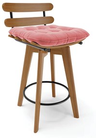 Banqueta Giratória Costela Suede Base Madeira MA70 - D'Rossi - Rose