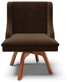 Kit 04 Cadeiras de Jantar Liz Suede Marrom Base Madeira MM35 D03 - D'Rossi