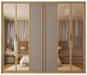 Guarda Roupa Casal Lume com 6 Portas de Bater e 4 Gavetas MDP Buriti/Fendi G11  Gran Belo