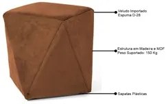 Kit 2 Puffs Decorativos Ametista C-262 Veludo Telha - Domi