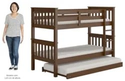 Treliche Solteiro Juvenil com Escada Fixa Bliss Z40 Castanho Acetinado