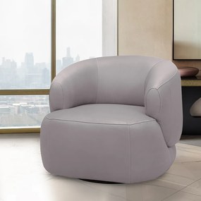 Poltrona Decorativa Verona Sala de Estar Base Giratória em Aço Couro Avelã G88 - Gran Belo