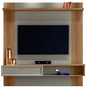 Painel Home Suspenso Frisco Detalhe Ripado para TV até 60 Amêndoa/Titânio G77 - Gran Belo