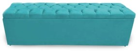 Calçadeira Baú Solteiro 90cm Nicole Capitonê Suede Turqueza - Sheep Estofados - Água