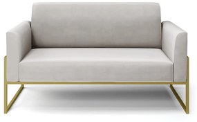 Sofá Namoradeira Base Industrial Alta Dourado Marisa Veludo D03 - D'Rossi - Cinza