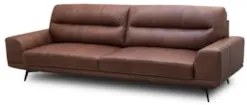 Sofá 3 Lugares Para Sala Living 216cm Niton L08 Couro Marrom - Mpozena