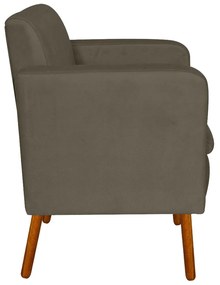 Poltrona Emilia Suede Marrom Rato Pes Palito - D'Rossi