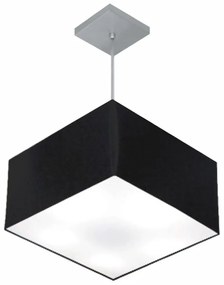 Lustre Pendente Quadrado Md-4020 Cúpula em Tecido 21/35x35cm Preto - Bivolt