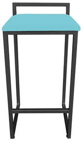 Banqueta Pietra Suede Base Preto - Azul Turquesa