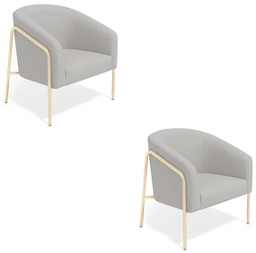 Poltrona Sala Industrial Alta Champanhe Kit 2 Stella Suede D03 - D'Rossi - Cinza