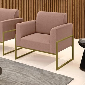 Poltrona Sala Estar Industrial Alta Dourado Marisa Bouclê - Rose