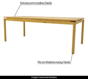 Mesa de Jantar de Madeira Taeda Zelda 220cm Natural/Voss G04 - Gran Belo