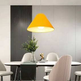 Lustre Pendente Cone Md-4078 Cúpula em Tecido 25/40x15cm Laranja - Bivolt