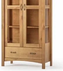 Cristaleira de Madeira 2 Portas e Gaveta Hazel Carvalho Z25 - Mpozenat