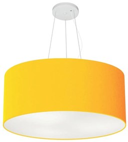 Lustre Pendente Cilíndrico Md-4150 Cúpula em Tecido 70x21cm Laranja - Bivolt