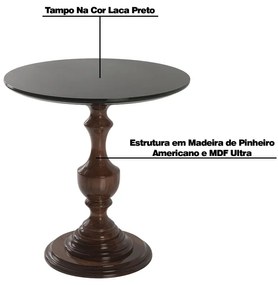 Mesa Lateral Decorativa Para Sala de Estar Rialto 70x76 Imbuia/Preto G71 - Gran Belo