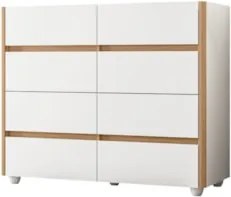 Cômoda Para Quarto 120cm Tampo Vidro Lynd A02 Branco/Freijó - Mpozenat