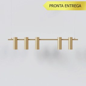 Pendente Tube Transpass Em Par 5,7X16,7X95Cm Alumínio 05Xmr16 - Qimpor... (CHAMPANHE)