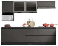 Armário de Cozinha CP03 e Tampo Grace Grafite Z44 - Mpozenat