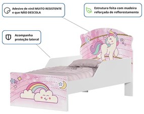 Mini Cama Infantil 153,2x79cm com Proteção Lateral Personagens K02 - D'Rossi - Unicórnio