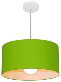 Lustre Pendente Cilíndrico MD-4052 Cúpula em Tecido 50x21cm Verde Limão - Bivolt