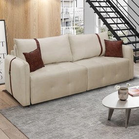 Sofá-Cama 2,30 m Retrátil e Reclinável 2 Lugares Elegance - Veludo Nude