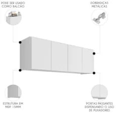 Armário Aéreo Multiuso Lavanderia 118cm Monna Branco Z34    - Mpozenat