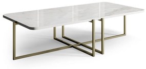 Mesa de Centro Yama Retangular Tampo Vidro Marmorizado Base Aço Carbono com Pintura Epóxi