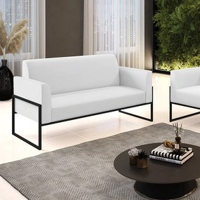 Sofá Namoradeira Base Industrial Alta Preto Marisa Corino D03 - D'Rossi - Branco