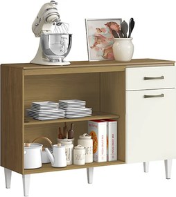 Balcão Cozinha com Tampo 120cm 3 Portas Joana Atacama/Off White A09 - D'Rossi