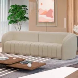 Sofá Living Decorativo 3 Lugares 252cm Meris Z32 Boucle Bege - Mpozena