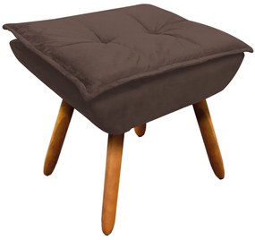 Puff Decorativo Pés Palito Charger Suede Marrom G19 - Gran Belo