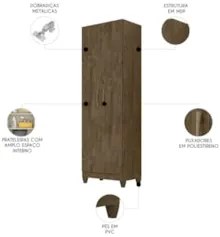 Armário Multiuso Lavanderia 55cm 2 Portas Staxx Castanho Wood Z17 - Mp