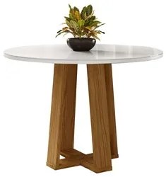 Mesa De Jantar Redonda 4 Lugares 100cm Ella N02 Ypê/Off White - Mpozen