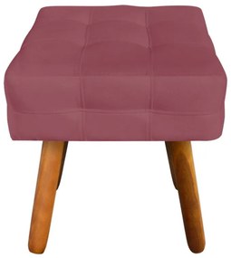 Puff Banqueta Decorativo Pé Palito de Madeira Kit 2 Elisa Suede Rosê D03 - D'Rossi