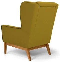 Poltrona Decorativa Base Manu Madeira Milena Veludo C-260 Mostarda - D