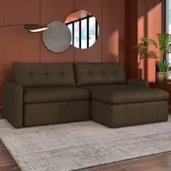 Sofá Retrátil 2 Lugares Para Sala 184cm Elios Couro Capuccino Z55 - Mp