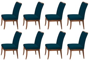 Conjunto 8 Cadeiras Sala de Jantar Lana Veludo Azul Marinho