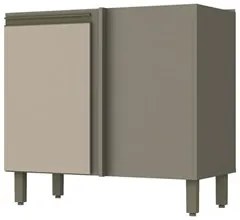 Balcão Canto Reto 1 Porta 100% MDF Sem Tampo Connect Duna/Cristal - He