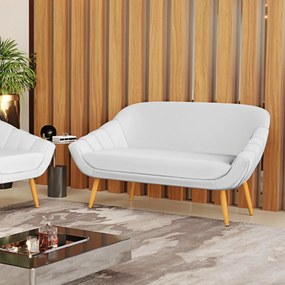 Namoradeira 02 Lugares Giovana Corino Pés Palito Castanho D03 - D'Rossi - Branco