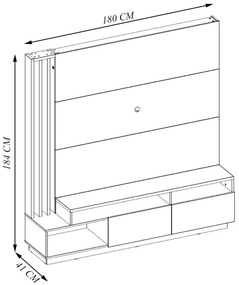 Estante Home Sala de Estar 180cm Filipina Led G73 - Gran Belo - Freijó/Cinza