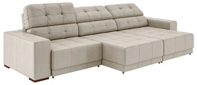 Sofá Sala de Estar Retrátil e Reclinável 5 Lugares Lisboa 290cm Couro Off White G58 - Gran Belo