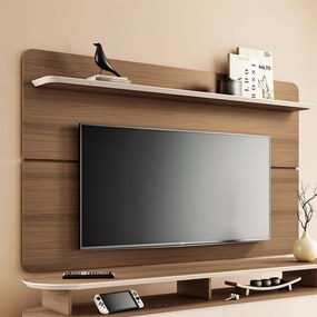 Painel Suspenso Curv 1.8 TV até 70 Polegadas Sala Estar Castanho/OffWhite G26 - Hb Móveis