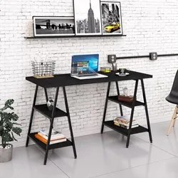 Mesa Escrivaninha Cavalete 135cm Estilo Industrial Prisma C08 Preto Ôn