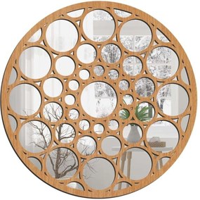 Escultura de Parede Wevans Mandala Bolas, Madeira + Espelho Decorativo Único