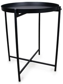 Mesa Lateral Multiuso Redonda Base Industrial Preto 40 Cm - D'Rossi