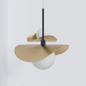 Pendente Calandra Assimétrico Linear 27X21X80Cm Alumínio E Globo Ø10Cm... (CHAMPANHE, FOSCO)