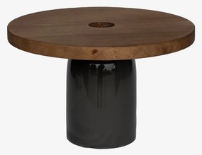 Vaso Bandeja Esfera - Cinza Imperador Alto Brilho e Freijó