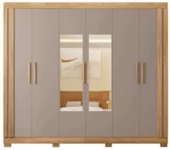 Guarda Roupa Casal 230cm 6 Portas Espelho Brasid Mel/Cacao C01 - Mpoze