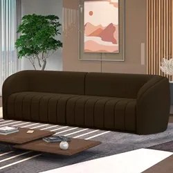 Sofá Living Decorativo 4 Lugares 332cm Meris M22 Veludo Marrom - Mpoze
